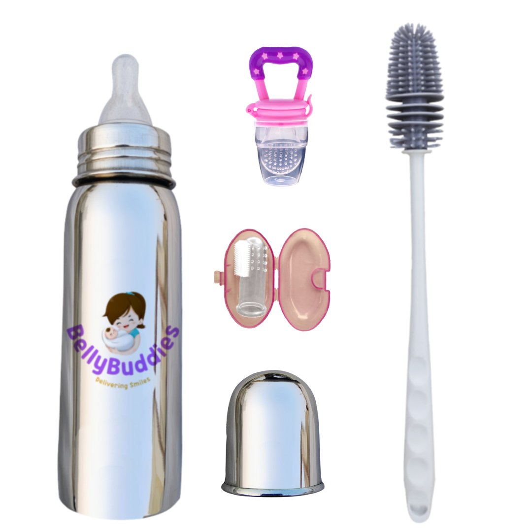 Stainless Steel Baby Feeding Bottle Combo
