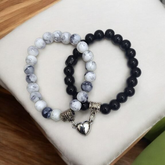 Elegant Black & White Bracelet for Couple